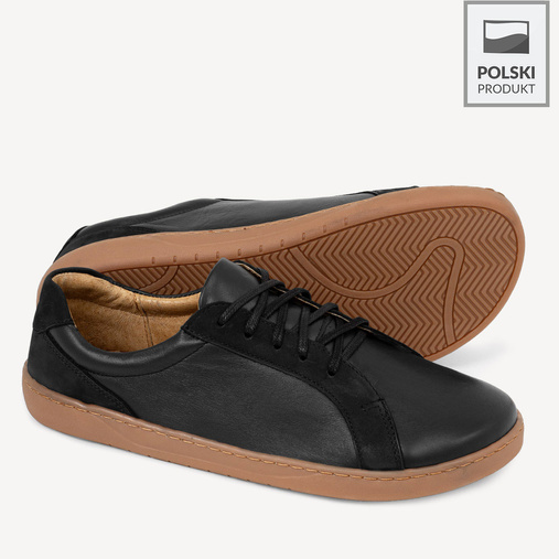 Skórzane buty minimalistyczne barefoot Brooklyn czarne