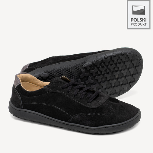 Skórzane anatomiczne sneakersy barefoot zero drop Emmery czarne