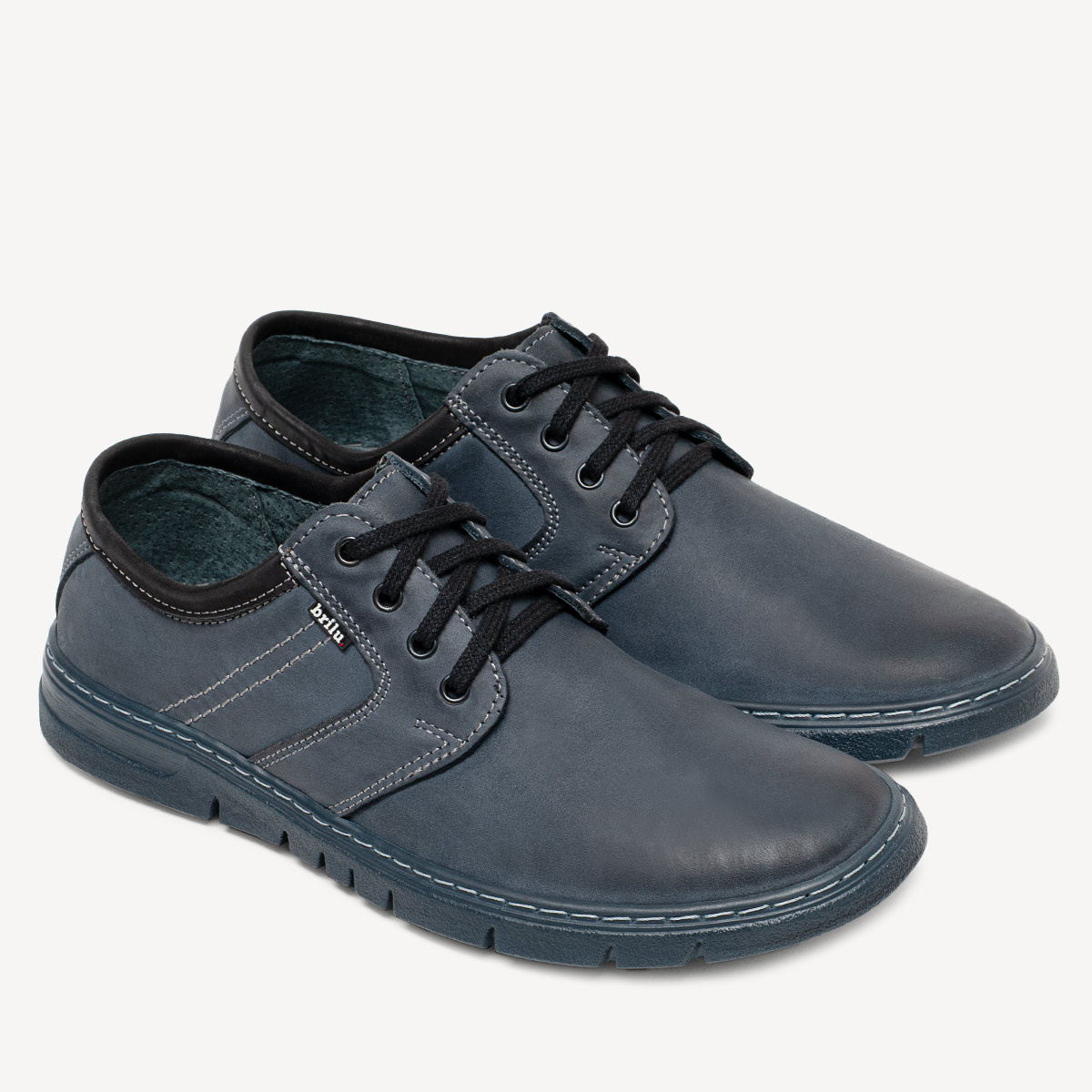 Półbuty casualowe ze skóry naturalnej wiązane Luciano granatowe