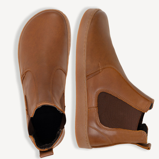 Skórzane sztyblety męskie barefoot Kenneth brązowe