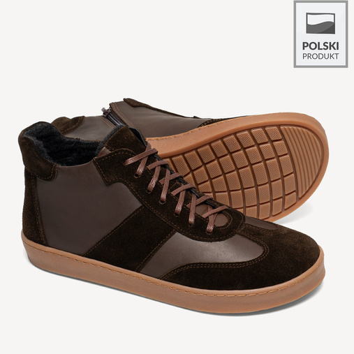 Skórzane trzewiki męskie barefoot West brązowe