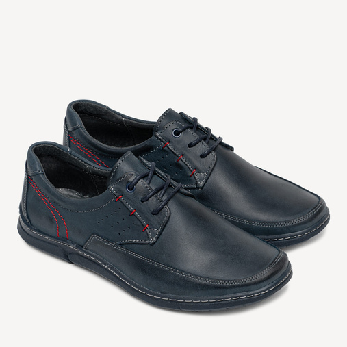 Męskie wiązane półbuty ze skóry naturalnej Hugo granatowe