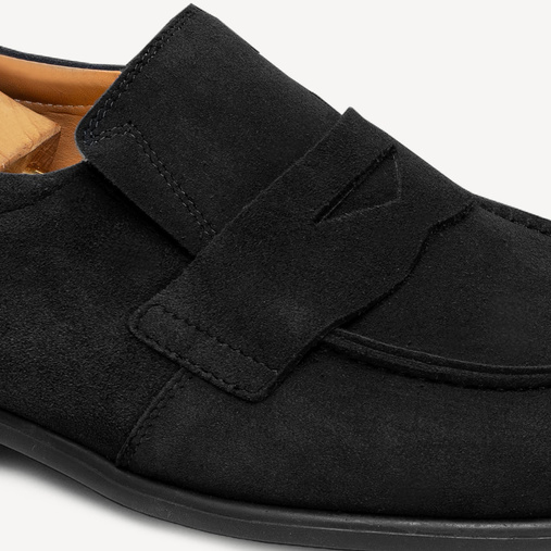 Skórzane zamszowe loafersy męskie Cyrus czarne