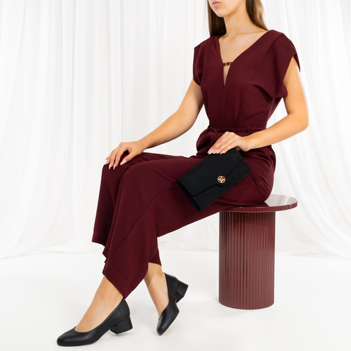 Eleganckie czółenka na niskim obcasie Edith czarne