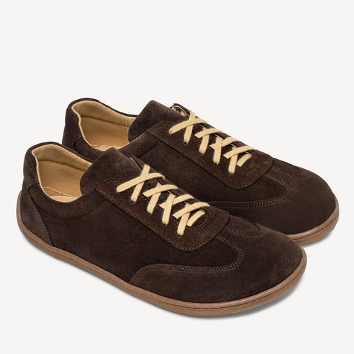 Zamszowe damskie sneakersy barefoot Everest ciemny brąz