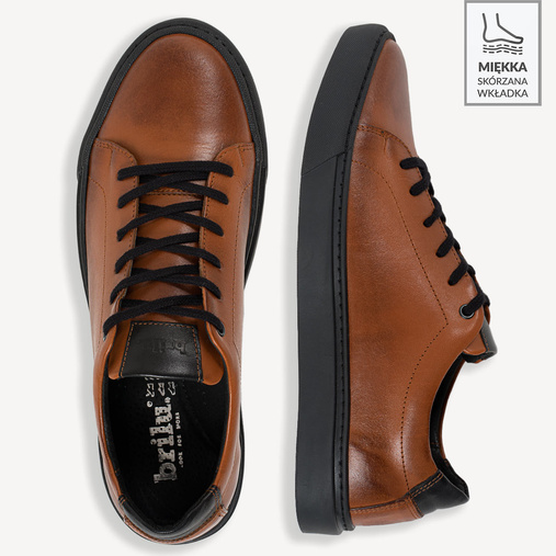 Skórzane sneakersy męskie Dean brązowe