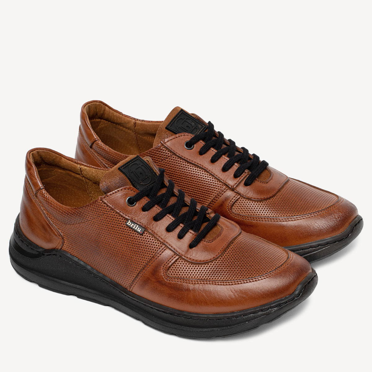 Skórzane męskie sneakersy Jack brązowe