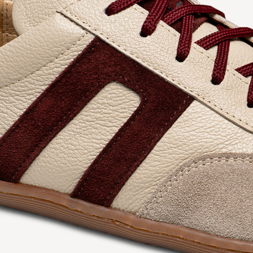 Skórzane damskie sneakersy barefoot Arizona beżowo-bordowe