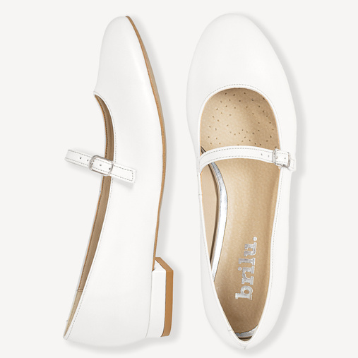 Ślubne balerinki z paskiem Delinah białe