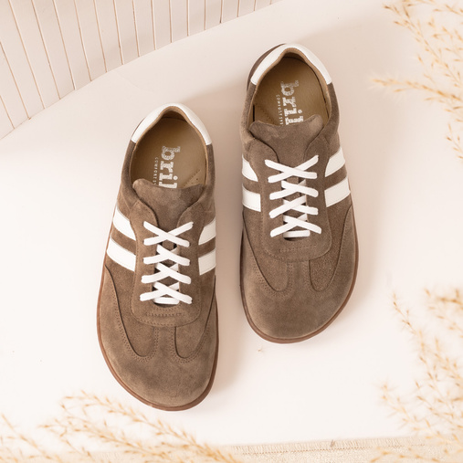 Zamszowe damskie sneakersy barefoot Mocca brąz taupe