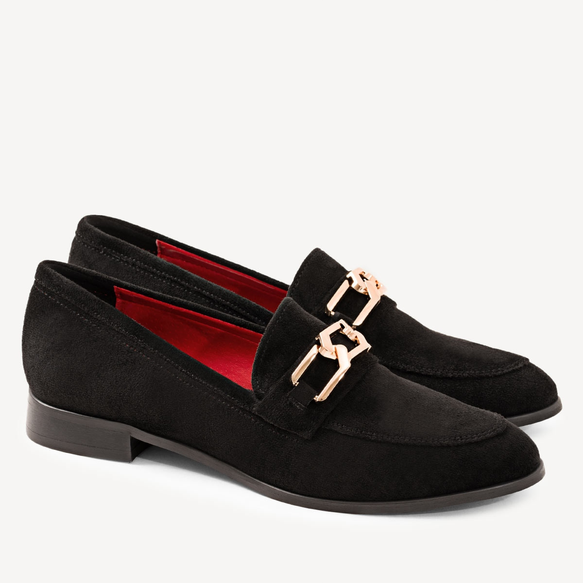 Zamszowe półbuty wsuwane z ozdobą Kellie czarne