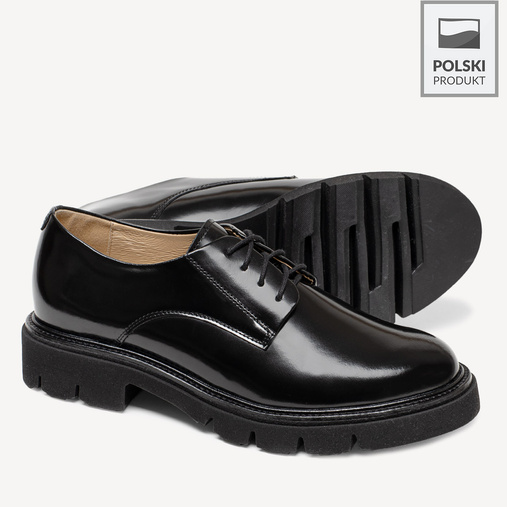 Skórzane lakierowane półbuty damskie Indigo czarne