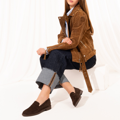 Zamszowe wsuwane półbuty damskie Melanie brązowe