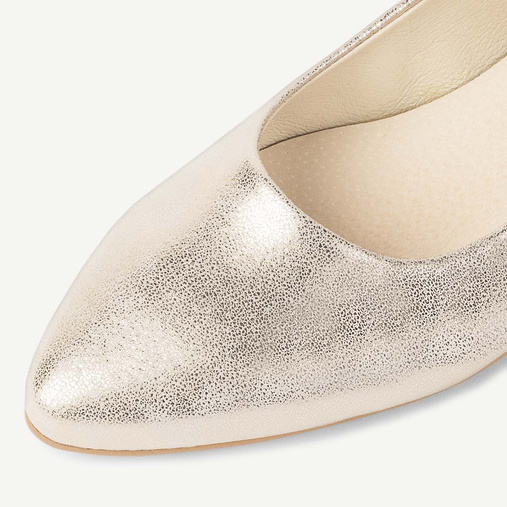 Połyskujące balerinki ślubne Elmira złote