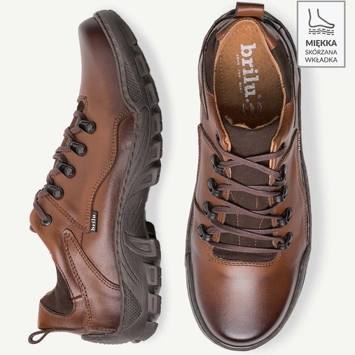 Trekkingowe buty skórzane Emmet jasny brąz
