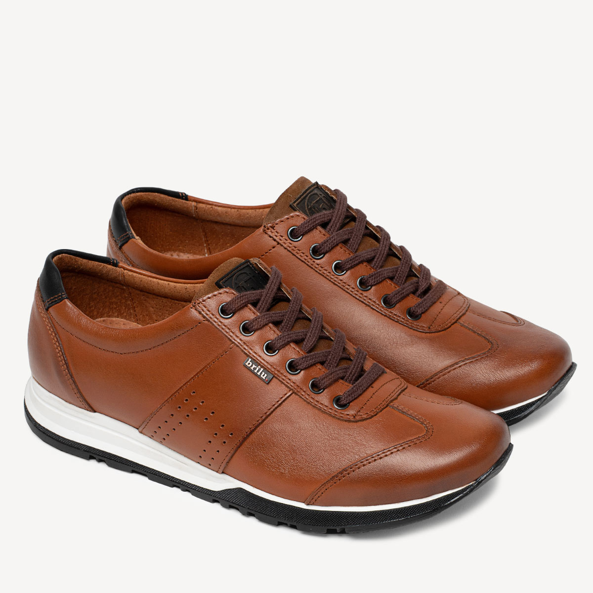 Sneakersy męskie ze skóry naturalnej Claude brązowe
