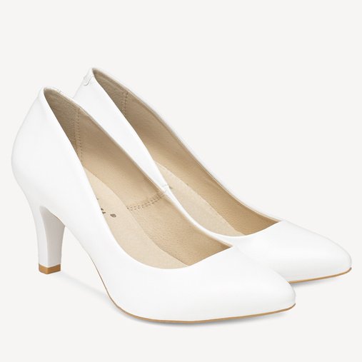 Ślubne klasyczne eleganckie szpilki Loreley białe