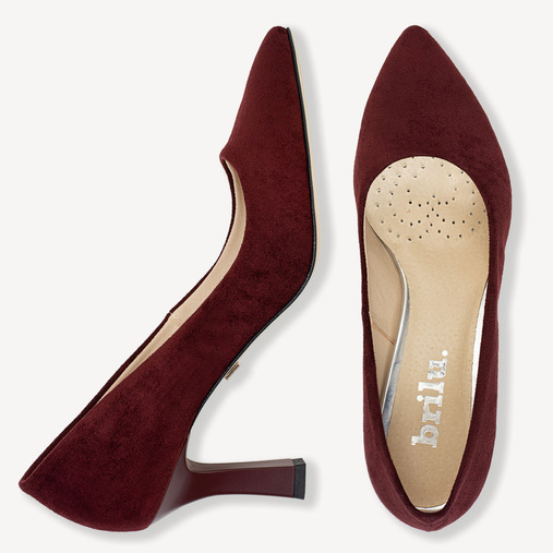 Klasyczne zamszowe szpilki Damaris bordowe