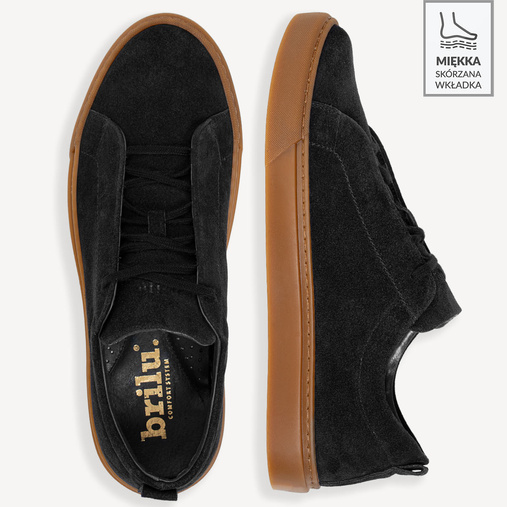 Męskie skórzane zamszowe sneakersy Edison czarne