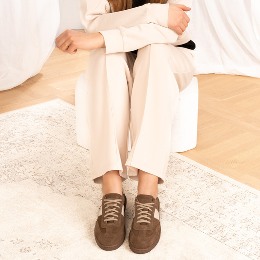 Skórzane sneakersy damskie Nevada brązowe