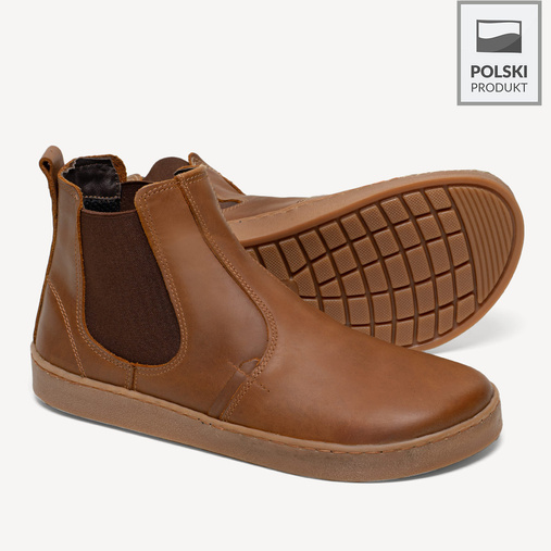Skórzane sztyblety męskie barefoot Kenneth brązowe