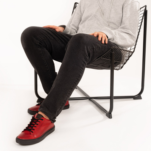 Skórzane sneakersy męskie Dean czerwone