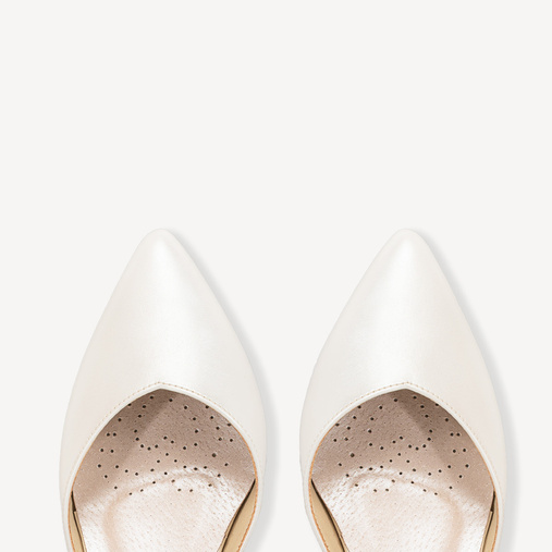 Ślubne perłowe czółenka z cyrkoniowymi paskami Keyla ivory