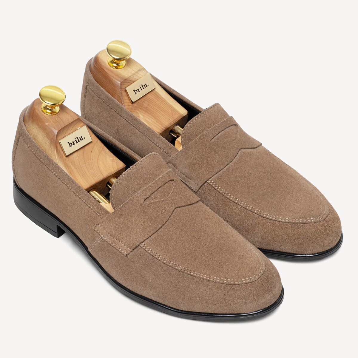 Skórzane zamszowe loafersy męskie Jerome beżowe