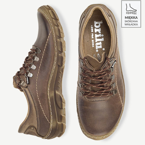 Męskie buty trekkingowe skórzane David brązowe
