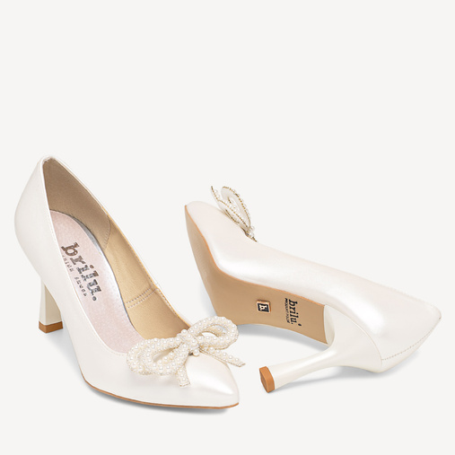 Ślubne perłowe szpilki z ozdobną kokardą Paradise ivory