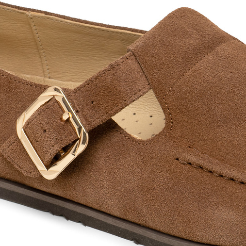 Skórzane półbuty damskie barefoot z klamrą Ruth brązowe