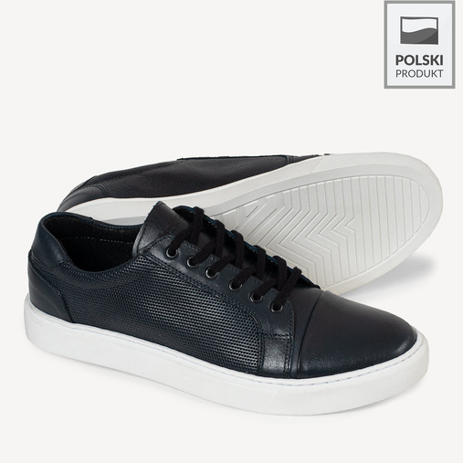 Skórzane sneakersy męskie Phill granatowe