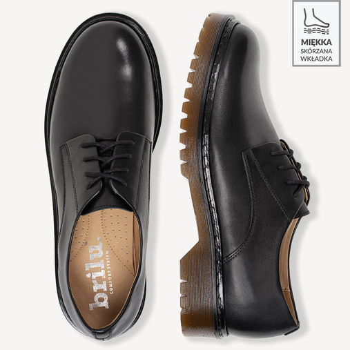 Skórzane glany półbuty damskie Silessia czarne