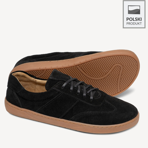 Skórzane minimalistyczne sneakersy barefoot Davos czarne