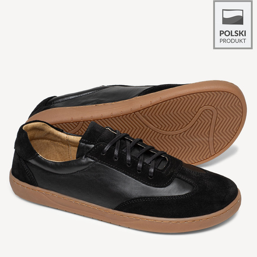Skórzane minimalistyczne sneakersy barefoot Skyler czarne