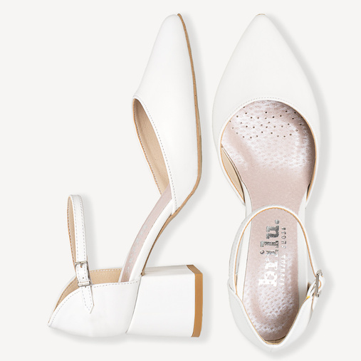 Ślubne czółenka z paskiem Audrey białe