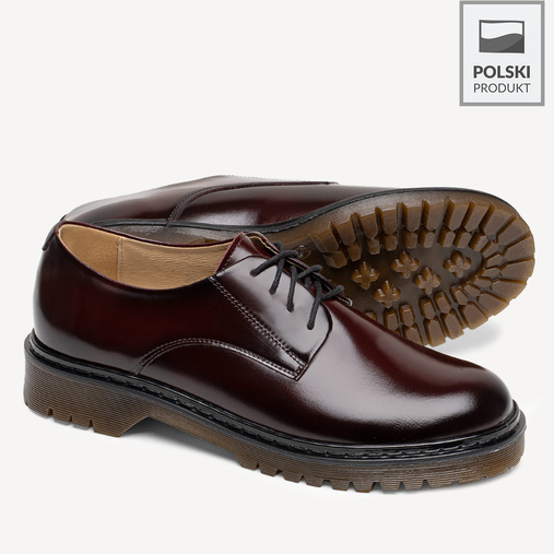Skórzane glany półbuty damskie Silessia bordowe