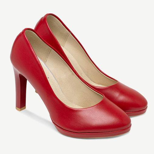 Klasyczne wysokie szpilki na platformie Vivien czerwone