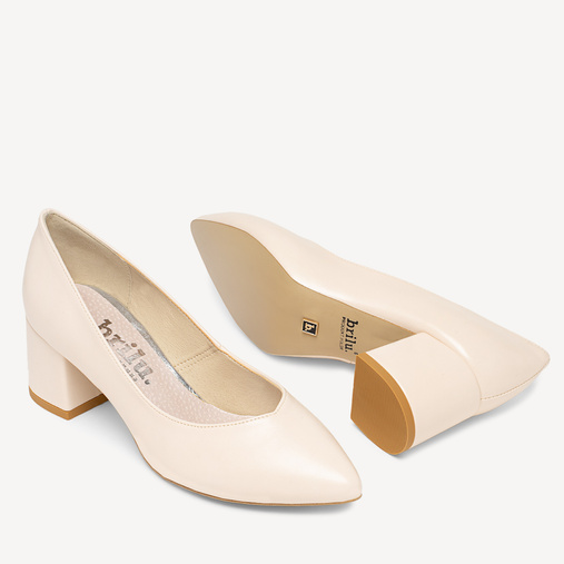 Ślubne czółenka na słupku Abigail ecru