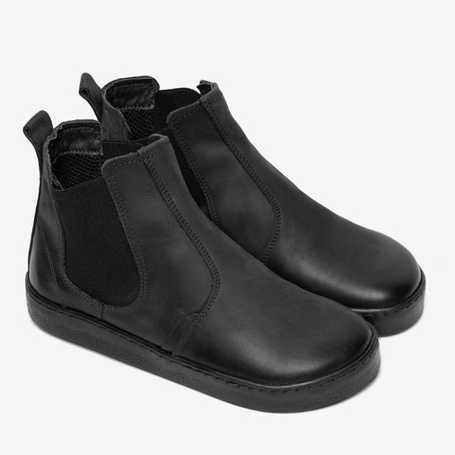 Skórzane sztyblety męskie barefoot Kenneth czarne