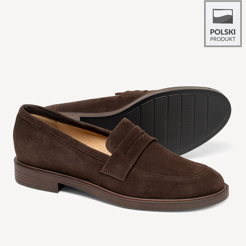 Zamszowe wsuwane półbuty damskie Melanie brązowe