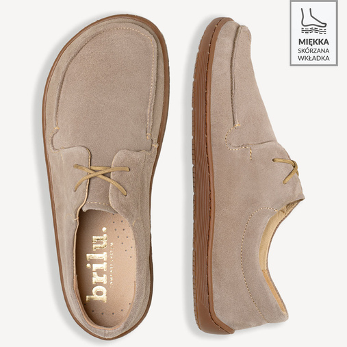 Skórzane mokasyny damskie barefoot Rubby beżowe