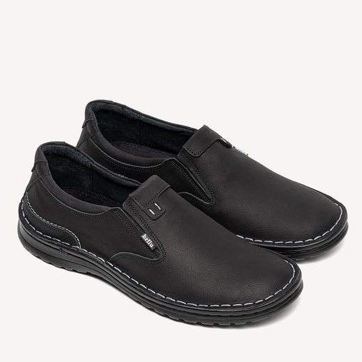 Męskie skórzane wsuwane półbuty Fabian czarne