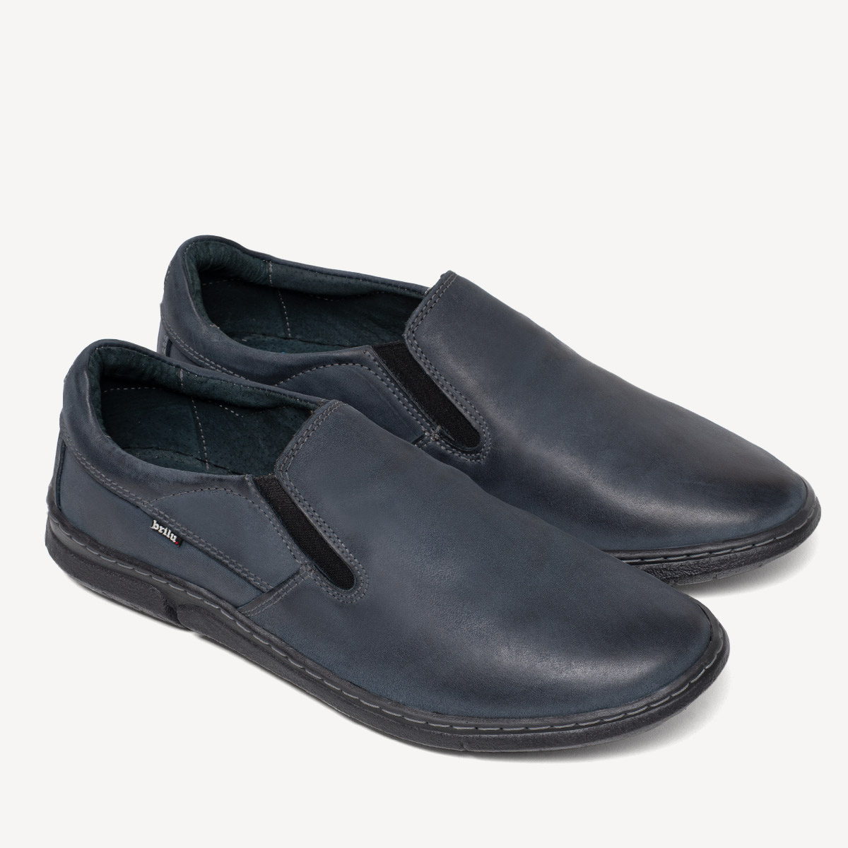 Półbuty wkładane ze skóry naturalnej Mario granatowe