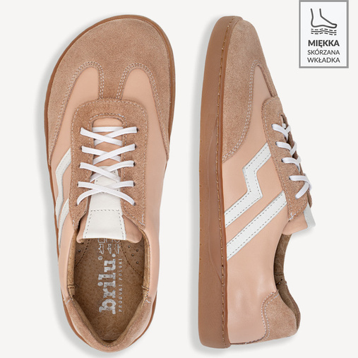 Skórzane minimalistyczne sneakersy barefoot River różowe