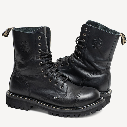  Skórzane glany BRILU wysokie 10-dziurek czarne