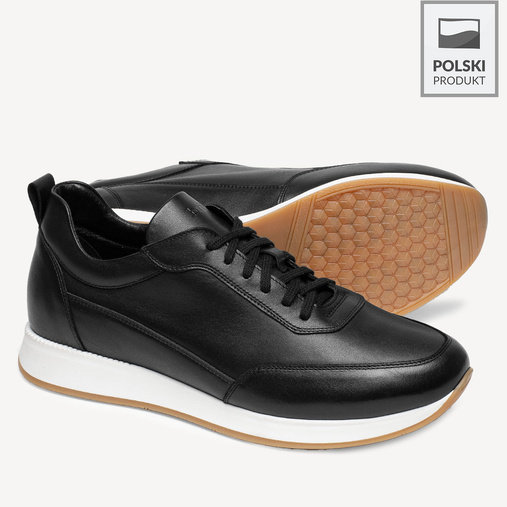 Skórzane sneakersy męskie Davis czarne