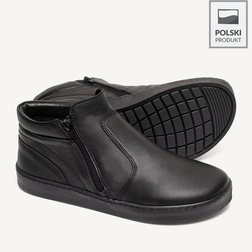 Skórzane trzewiki męskie barefoot Anders czarne