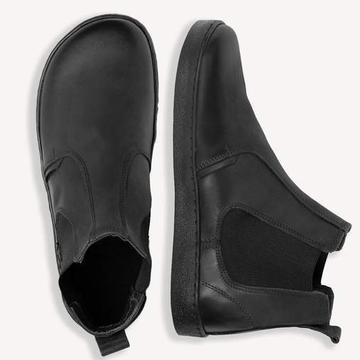 Skórzane sztyblety męskie barefoot Kenneth czarne