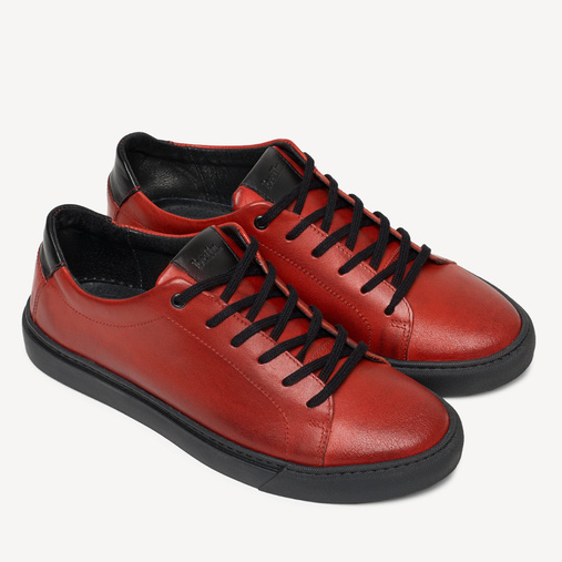 Skórzane sneakersy męskie Dean czerwone